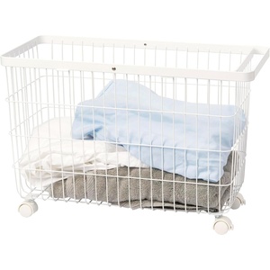 Yamazaki Home Tower Small Rolling Laundry Basket Metal Hamper Cart With Wheels And Handle, 14.8″ – Steel – 9.8 Gallons, 35 Liters(White)