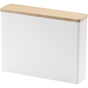 Yamazaki Home Wood Accent Coffee Pourover Filter Case with Lid – Storage Holder Stainless Steel Container Dispenser Steel + Wood White(Size #4)