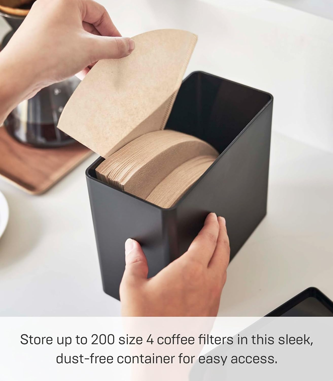 image:imageYAMAZAKI Home Tower Coffee Filter Holder Cone Filter Or Coffee Pod Storage Container Case Polypropylene Black