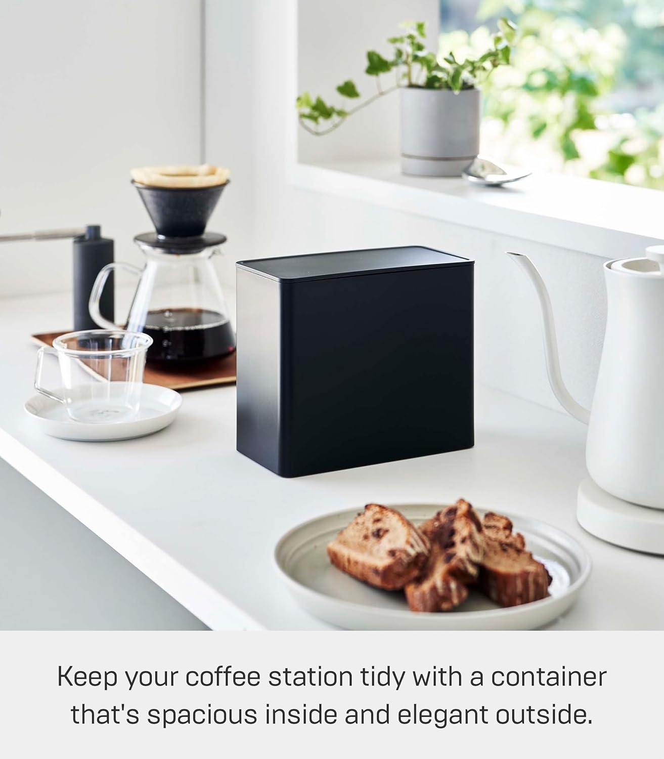 image:imageYAMAZAKI Home Tower Coffee Filter Holder Cone Filter Or Coffee Pod Storage Container Case Polypropylene Black