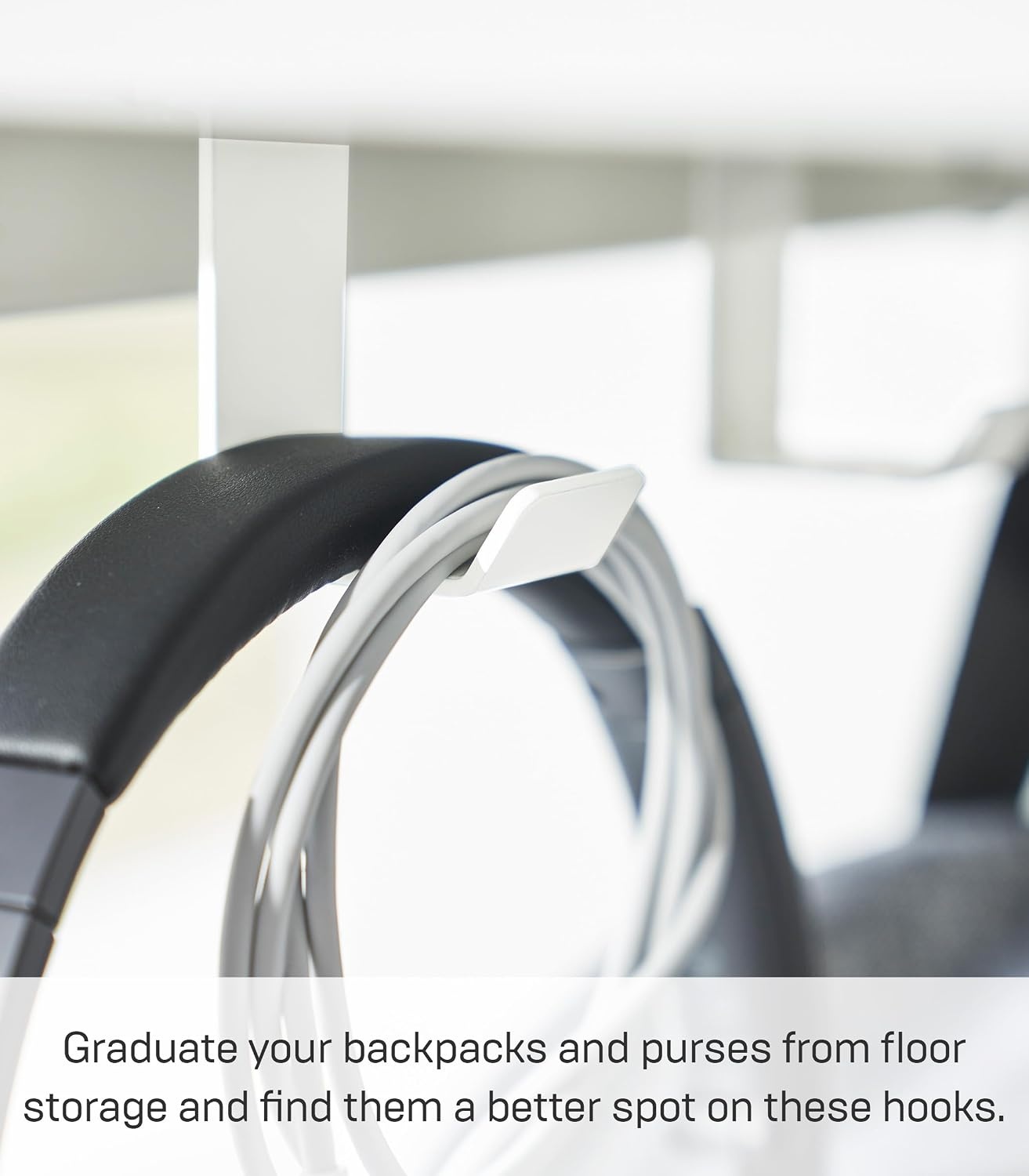 image:imageYamazaki Home Tower Under Desk Hanger Hooks Headphone Headset Bag Or Charger Storage Holder for Bedroom Or Office Steel