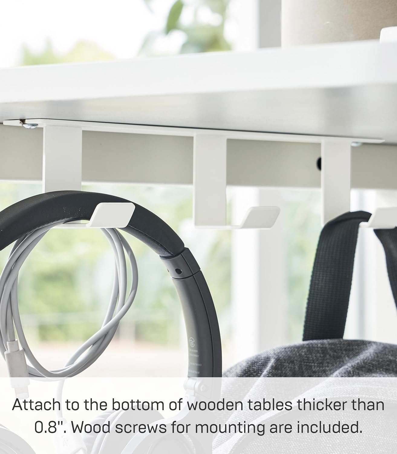 image:imageYamazaki Home Tower Under Desk Hanger Hooks Headphone Headset Bag Or Charger Storage Holder for Bedroom Or Office Steel