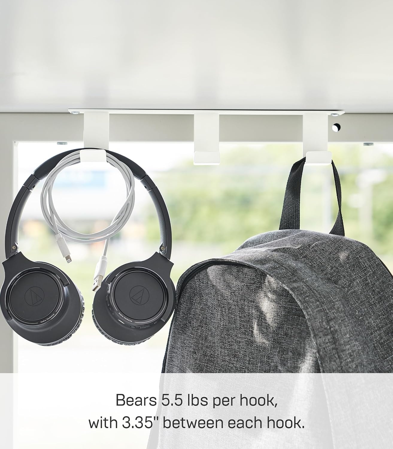 image:imageYamazaki Home Tower Under Desk Hanger Hooks Headphone Headset Bag Or Charger Storage Holder for Bedroom Or Office Steel