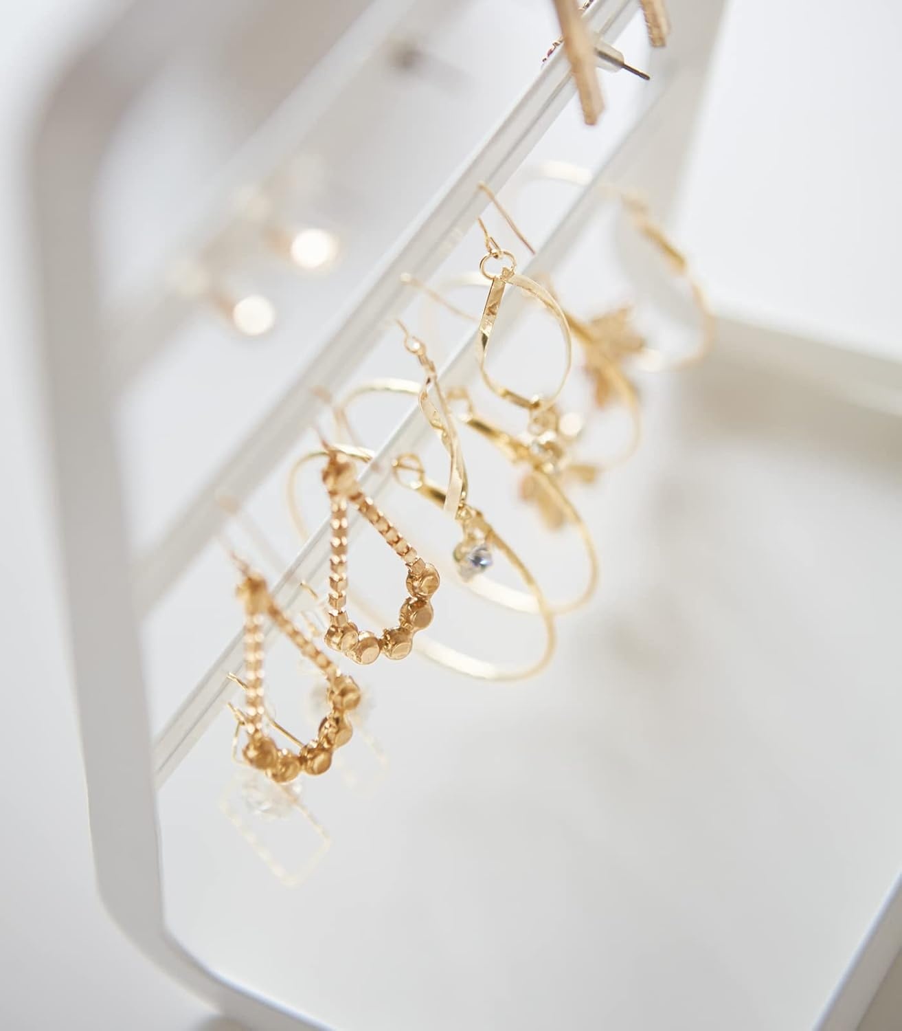image:imageYAMAZAKI Home Tower Earring Display Stand Holder for Jewelry Organization SteelWhite