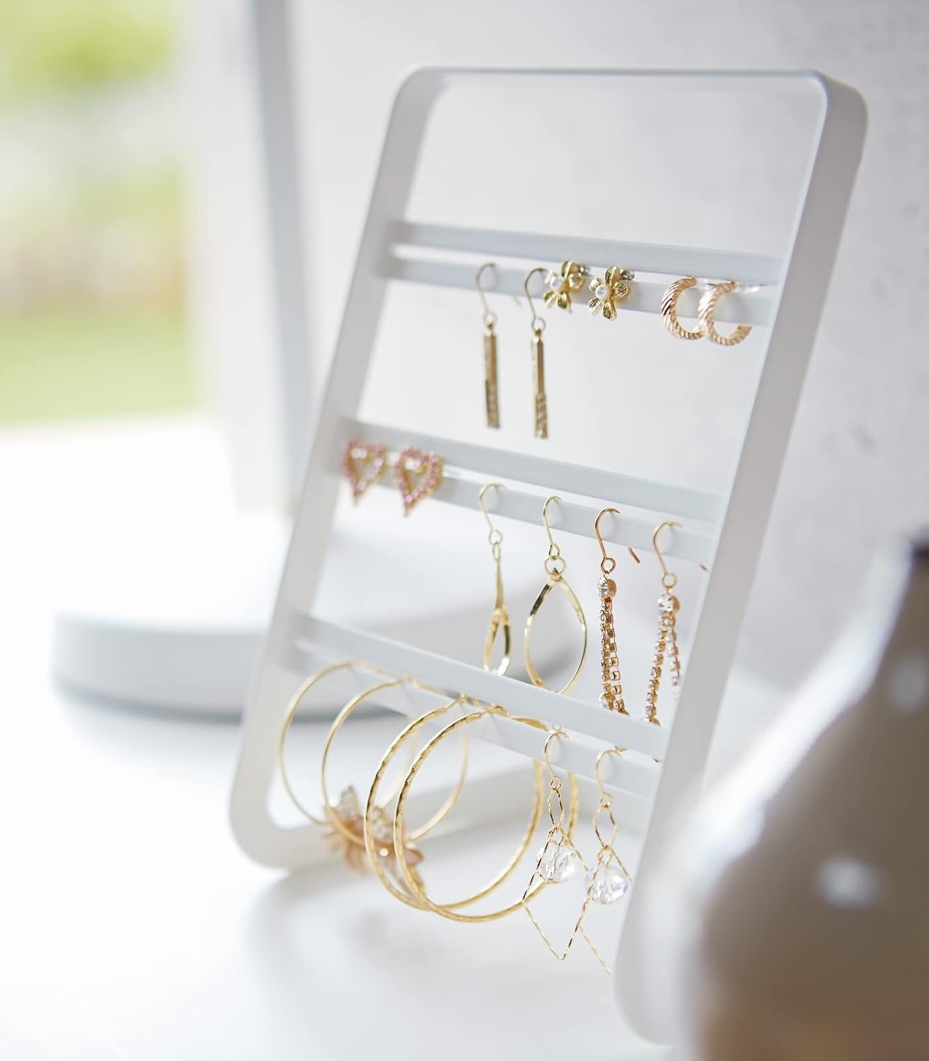 image:imageYAMAZAKI Home Tower Earring Display Stand Holder for Jewelry Organization SteelWhite