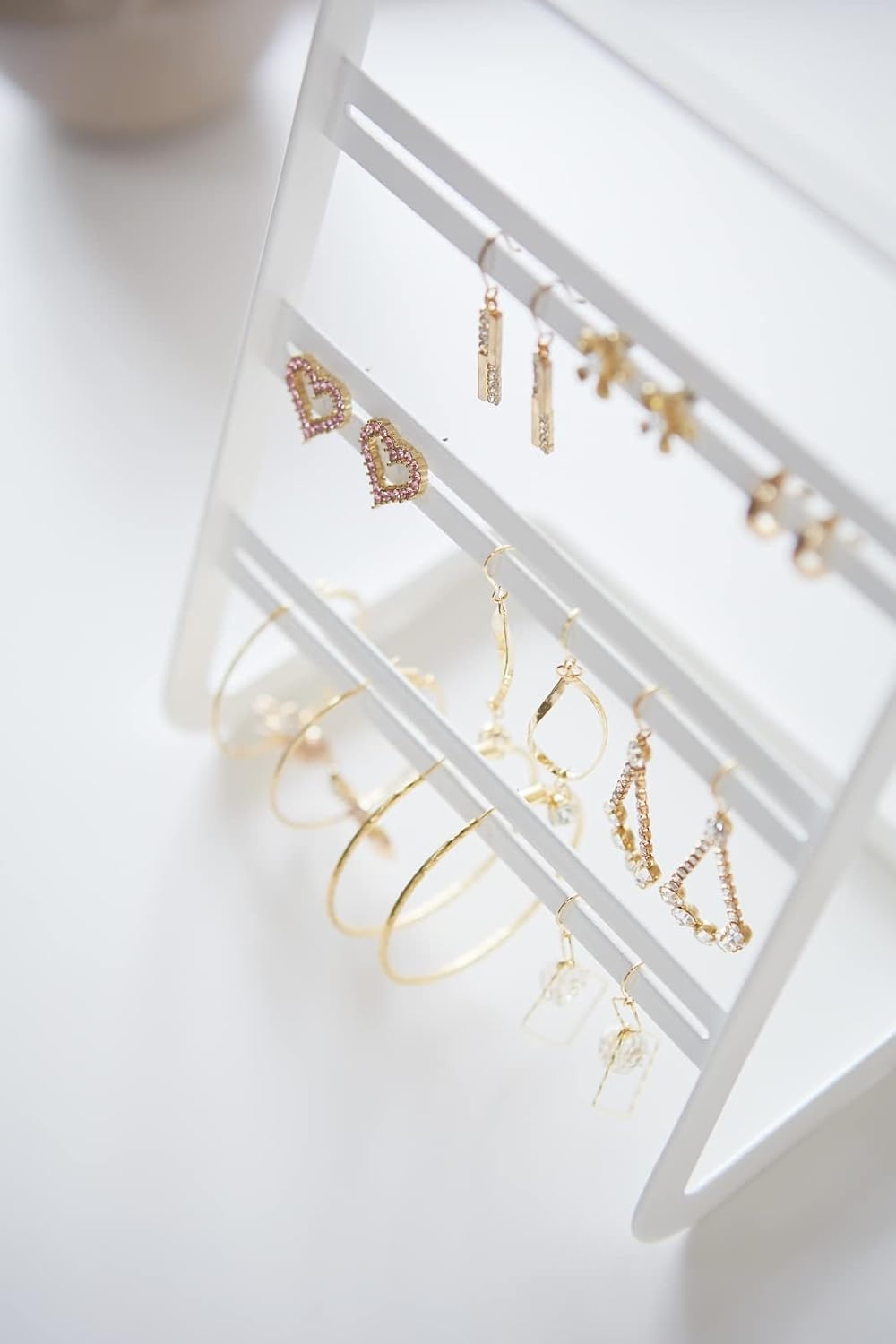 image:imageYAMAZAKI Home Tower Earring Display Stand Holder for Jewelry Organization SteelWhite