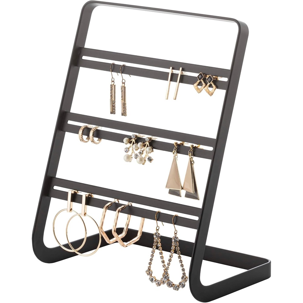 image:imageYAMAZAKI Home Tower Earring Display Stand Holder for Jewelry Organization SteelBlack