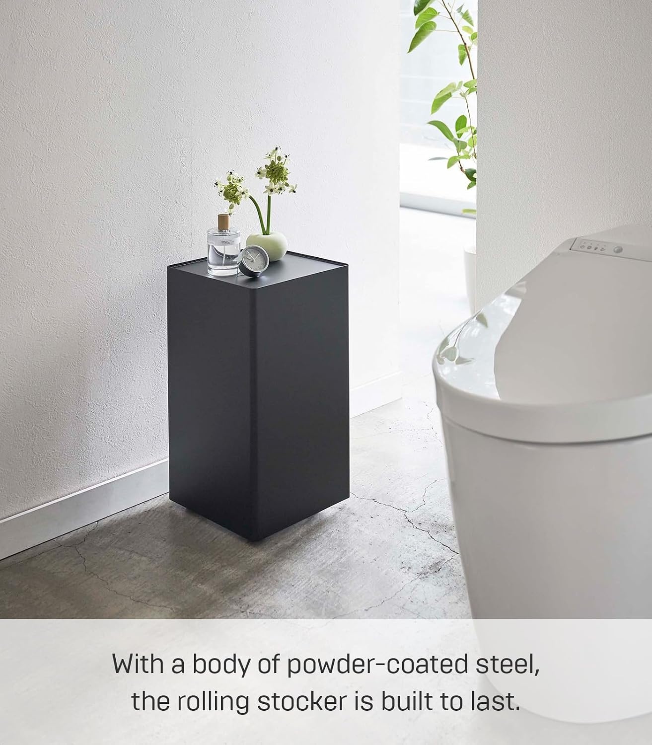 image:imageYAMAZAKI Home Tower Rolling Toilet Paper Stocker Steel Holds Up to 12 Rolls of Toilet PaperBlack