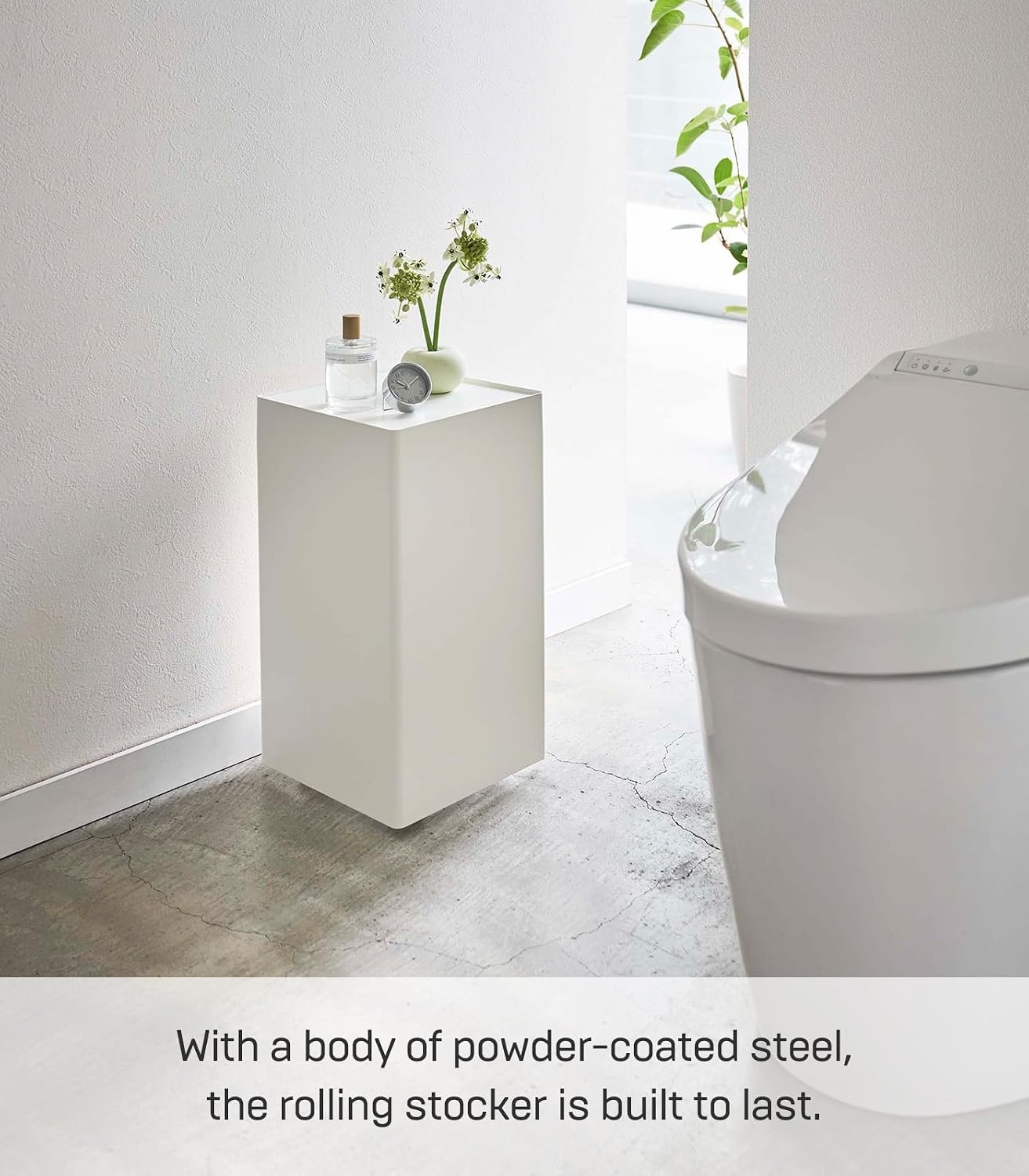 image:imageYAMAZAKI Home Tower Rolling Toilet Paper Stocker Steel Holds Up to 12 Rolls of Toilet PaperWhite