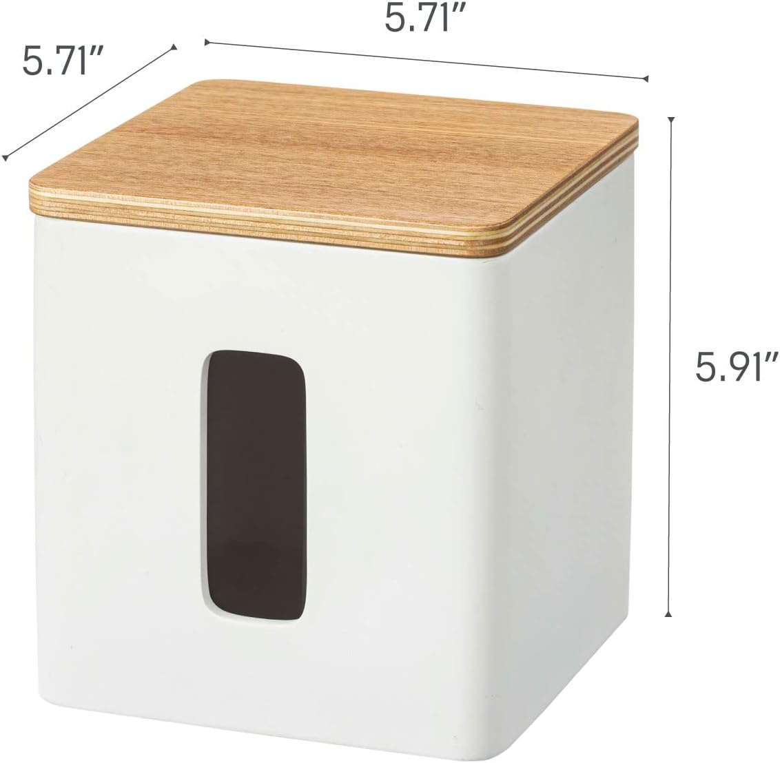 image:imageYamazaki Home Rin Tissue Paper Case with Removable Wooden Lid Tissue Or Toilet Paper Or Paper Towel Rectangular Storage Holder for Kitchen Bathroom Or Bedroom Polystone Ash