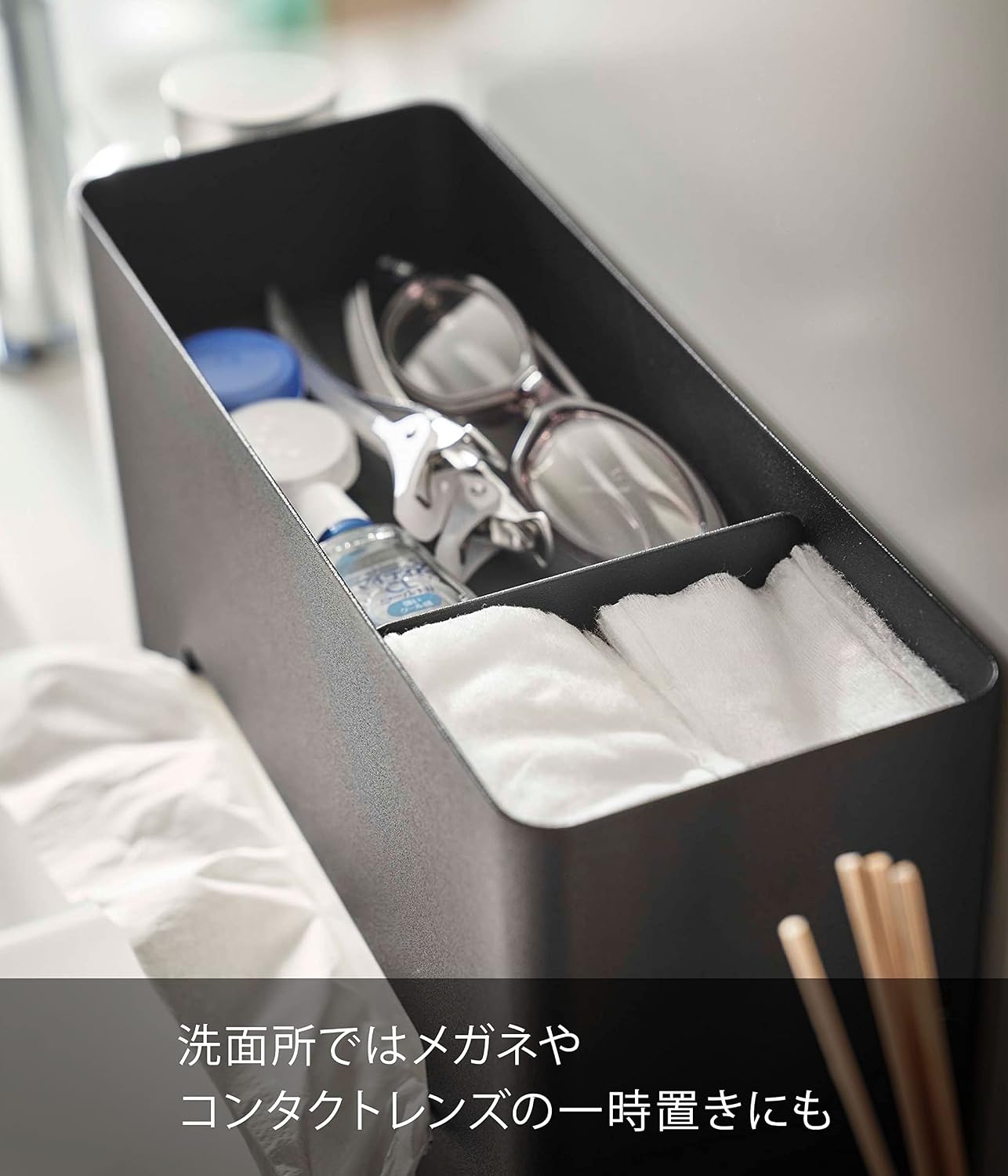 image:imageYamazaki Home Rin Tissue Paper Case with Removable Wooden Lid Tissue Or Toilet Paper Or Paper Towel Rectangular Storage Holder for Kitchen Bathroom Or Bedroom Polystone Brown French Toast 191012tcx