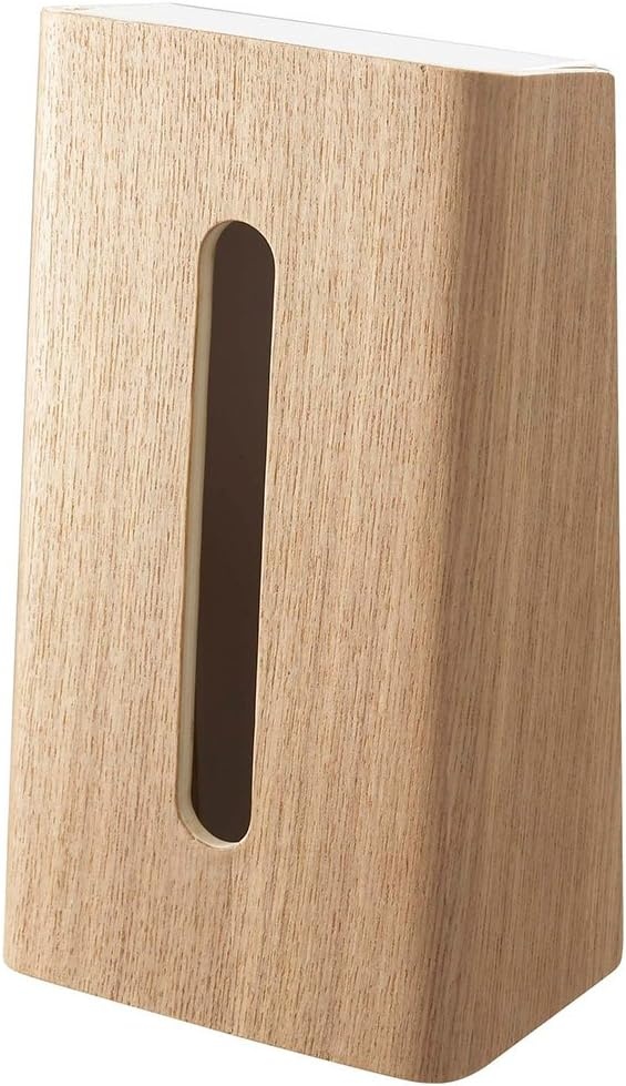 image:imageYamazaki Home Rin Tissue Paper Case with Removable Wooden Lid Tissue Or Toilet Paper Or Paper Towel Rectangular Storage Holder for Kitchen Bathroom Or Bedroom Polystone Natural