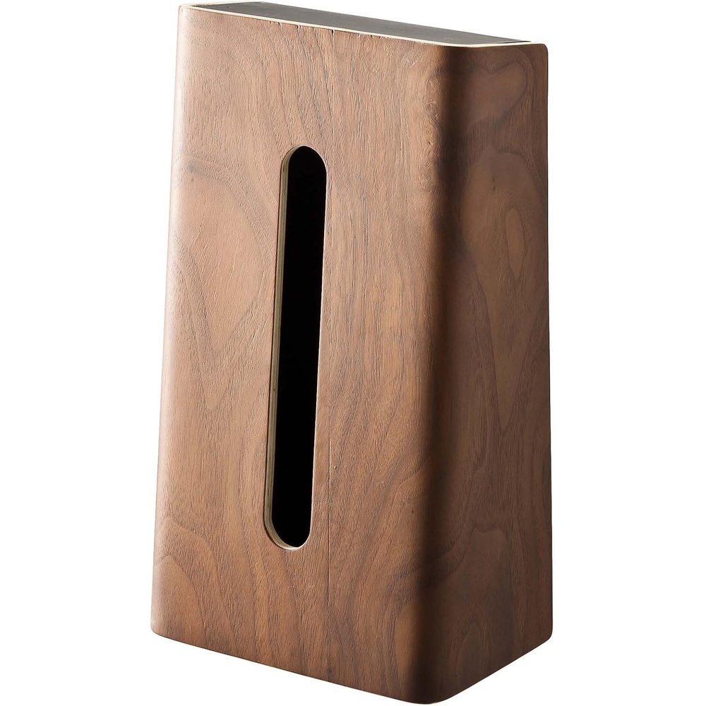 image:imageYamazaki Home Rin Tissue Paper Case with Removable Wooden Lid Tissue Or Toilet Paper Or Paper Towel Rectangular Storage Holder for Kitchen Bathroom Or Bedroom Polystone Braun
