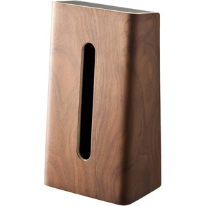 Yamazaki Home Rin Tissue Paper Case with Removable Wooden Lid – Tissue Or Toilet Paper Or Paper Towel Rectangular Storage Holder for Kitchen Bathroom Or Bedroom – Polystone -(Braun)