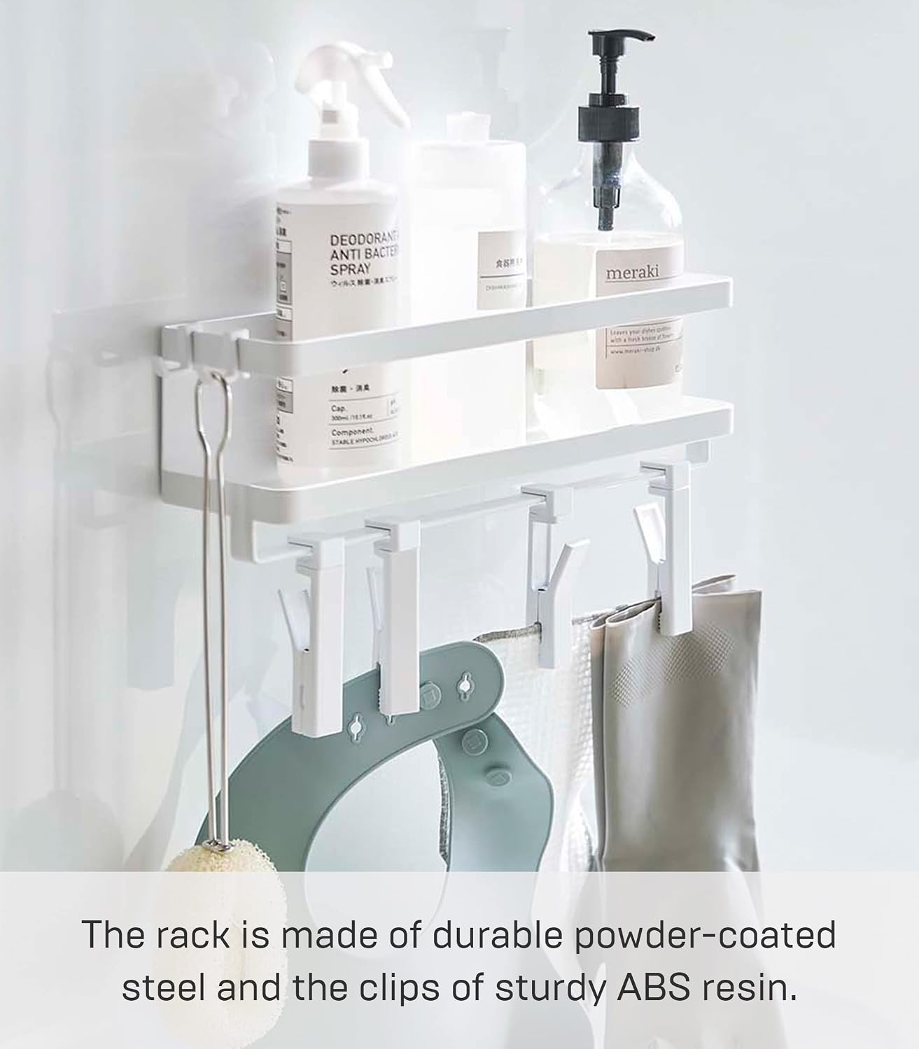 image:imageYAMAZAKI Home Tower Magnetic Kitchen Spice Rack Organizer Shelf With EasyGrip Rotating Adjustable Clips Floating Rack With Strong Hooks Steel