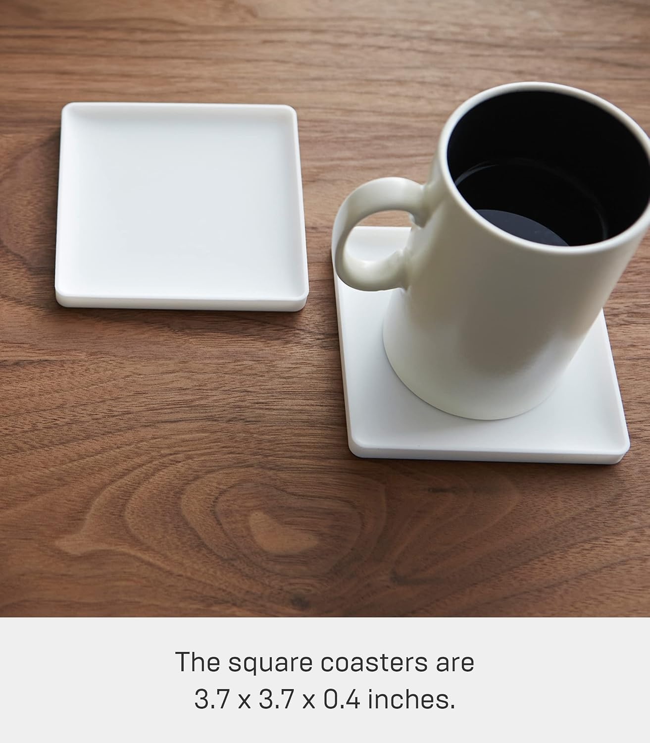 image:imageYAMAZAKI Home Tower Modern Table Drink Coasters Set of 6 Square SiliconeWhite