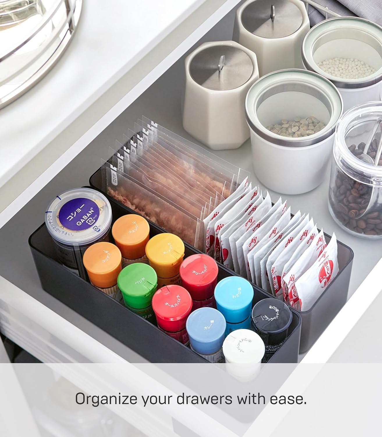 image:imageYAMAZAKI Home Tower Set Of 2 Clear Bottom Storage Cases Stackable Transparent Organization Bins Large Deep Deep Ps Resin