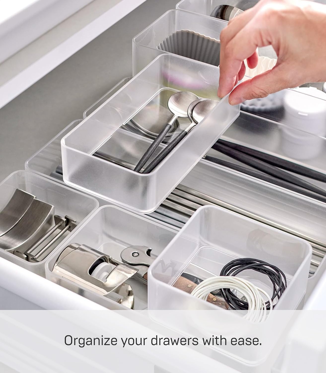 image:imageYAMAZAKI Home Tower Set Of 2 Clear Bottom Storage Cases Stackable Transparent Organization Bins Medium Medium Ps Resin