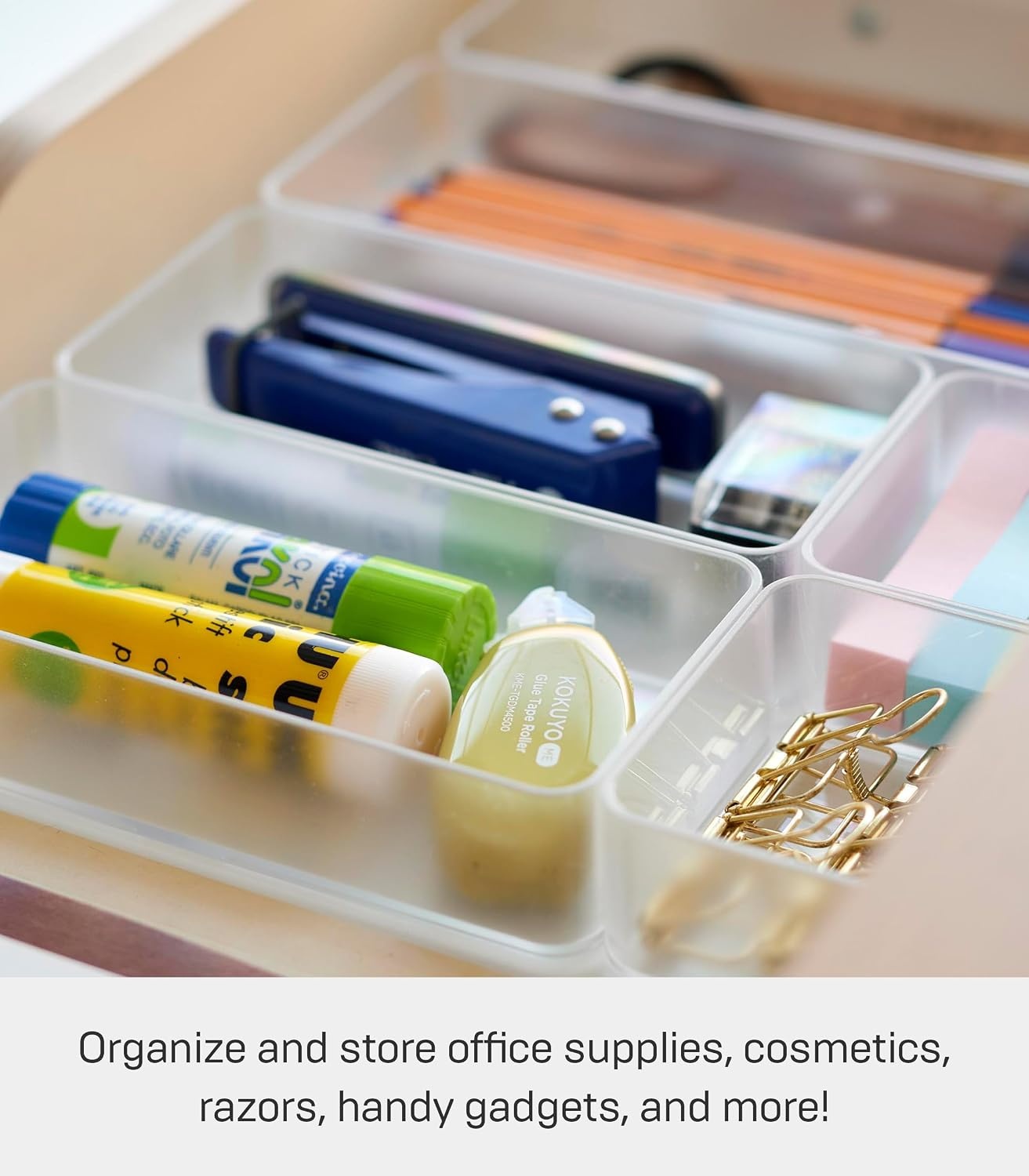 image:imageYAMAZAKI Home Tower Set Of 2 Clear Bottom Storage Cases Stackable Transparent Organization Bins Medium Medium Ps Resin