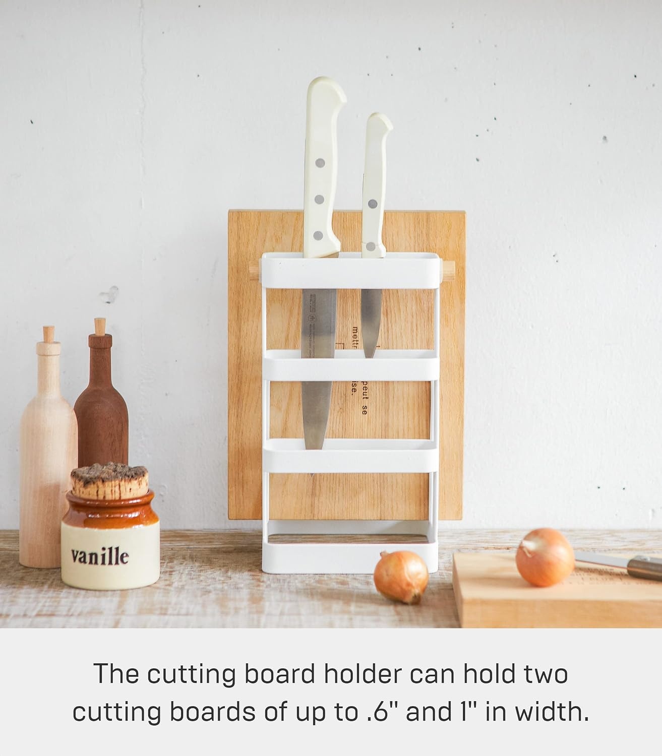 image:imageYAMAZAKI home 2421 Cutting Board amp Knife StandKitchen Counter Storage Organizer One Size White