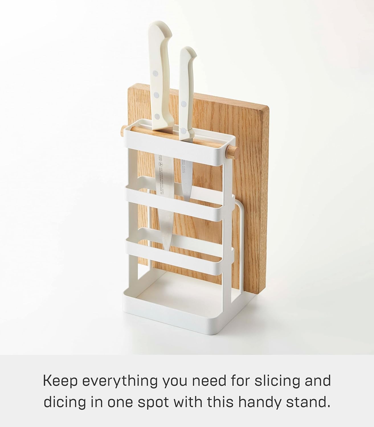 image:imageYAMAZAKI home 2421 Cutting Board amp Knife StandKitchen Counter Storage Organizer One Size White