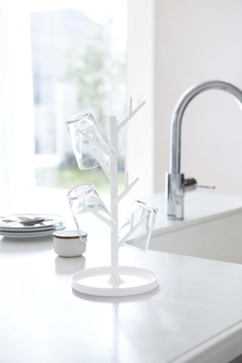 image:imageYAMAZAKI home Branch Glass StandTree Holder Cup Organizer 1340 x 630 x 630 inches WhiteWhite