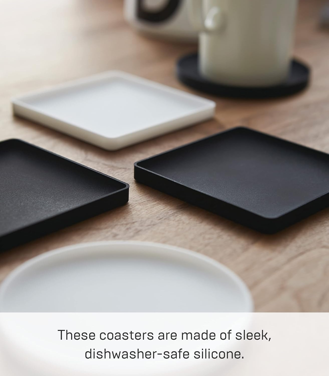 image:imageYamazaki Home Coasters Set of 6 Silicone Round Dishwasher Safe No Assembly Req