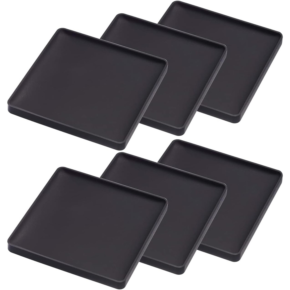 image:imageYAMAZAKI Home Tower Modern Table Drink Coasters Set of 6 Square SiliconeBlack