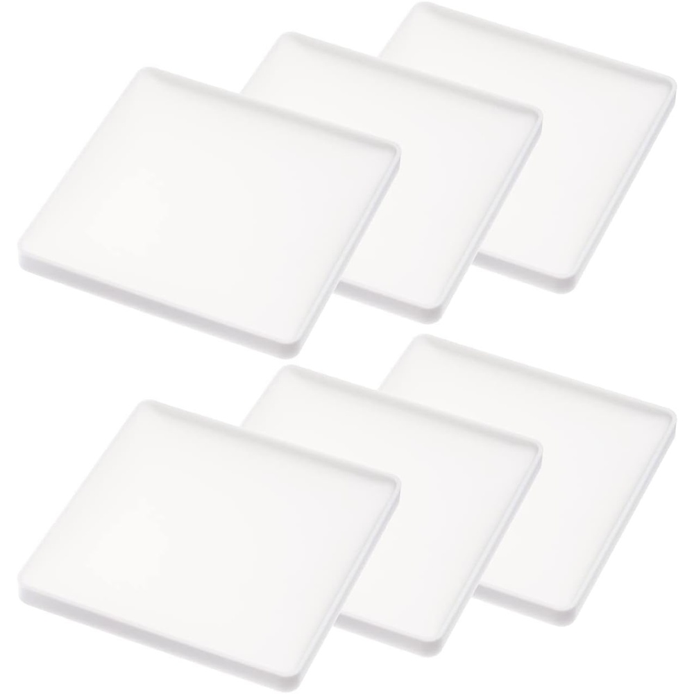 image:imageYAMAZAKI Home Tower Modern Table Drink Coasters Set of 6 Square SiliconeWhite
