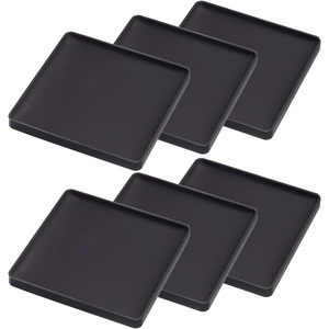 YAMAZAKI Home Tower Modern Table Drink Coasters (Set of 6) – Square – Silicone(Black)