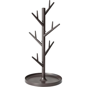 YAMAZAKI home Branch Glass Stand-Tree Holder Cup Organizer, 13.40 x 6.30 x 6.30 inches, White(Brown)
