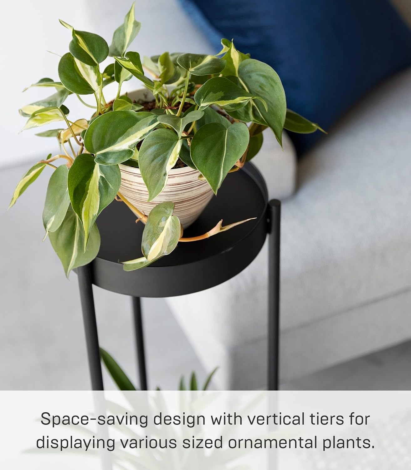 image:imageYAMAZAKI Home Tower 2Tier Planter Stand With Casters Easy Transport amp Cleaning 28 SteelBlack