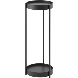 YAMAZAKI Home Tower 2-Tier Planter Stand With Casters – Easy Transport & Cleaning, 28″ – Steel(Black)