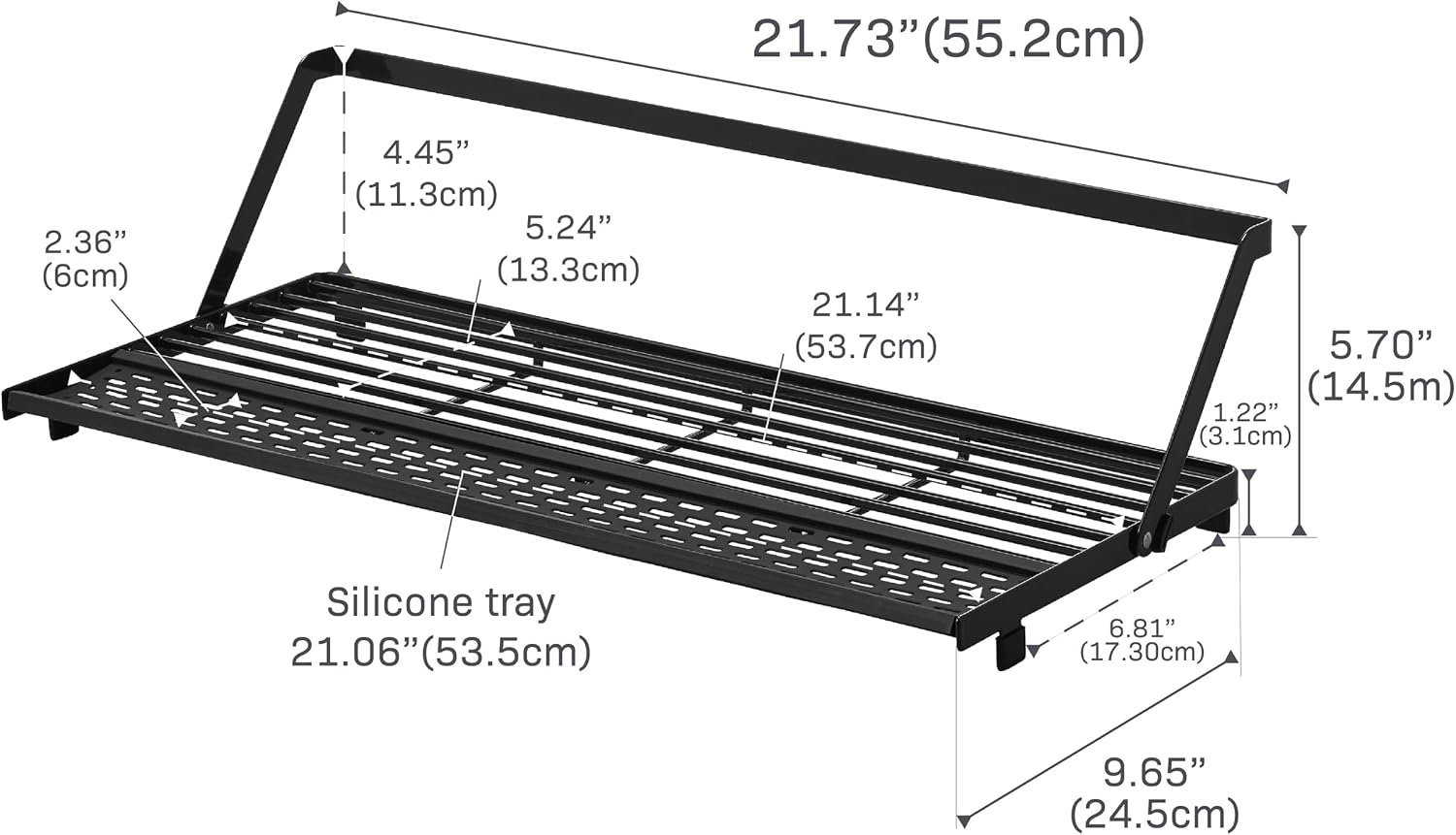 image:imageYAMAZAKI Home Tower Collapsible OverTheSink Dish Drying Rack Slim SpaceSaving Dish Rack with Movable Bars and Removable Silicone Tray for Plates Cutting Boards and Cutlery Steel Black